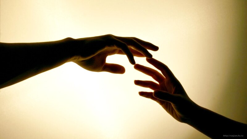 Two Hands Reaching — White, Dramatic, Photograph