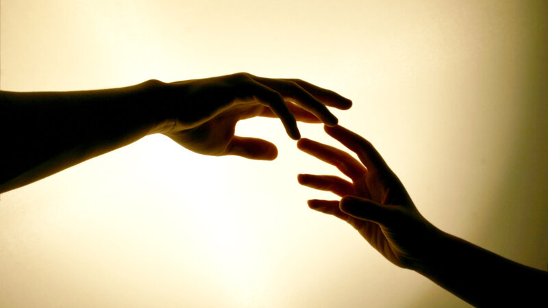Two Hands Reaching — Yellow