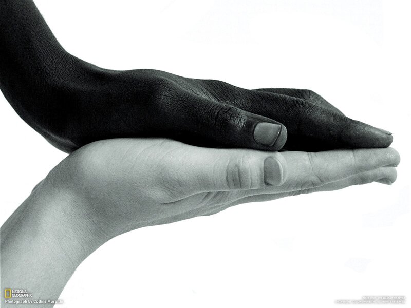 Two Hands Touching — Black, Calm