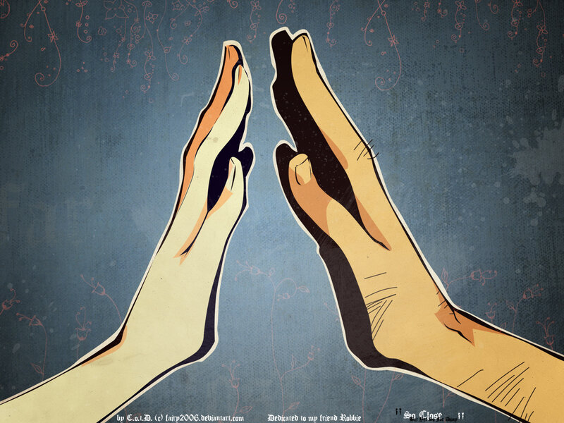 Two Hands Touching — Blue