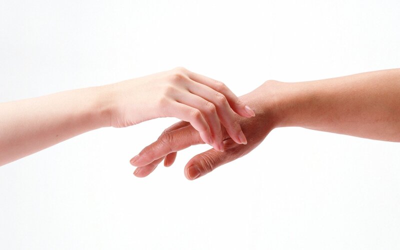 Two Hands Touching — White, Calm