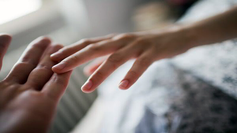 Two Hands Touching — White