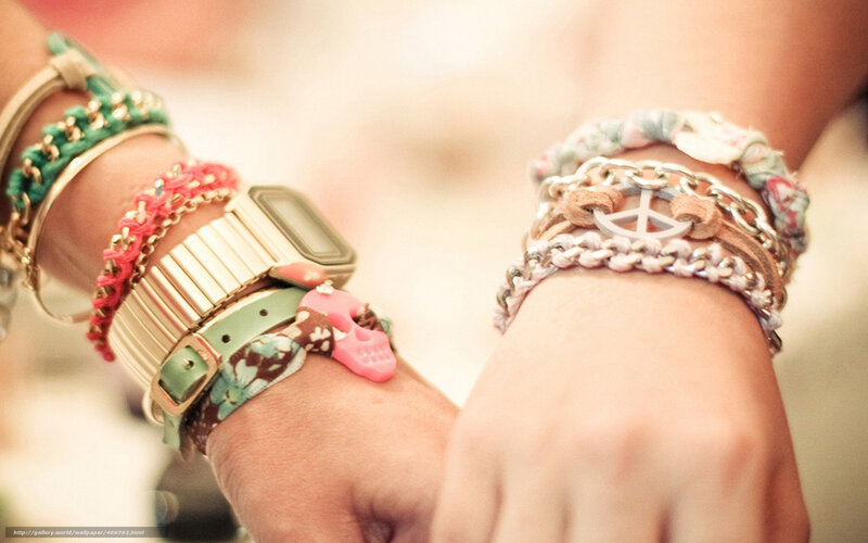 Two Hands with Bracelets — Pink