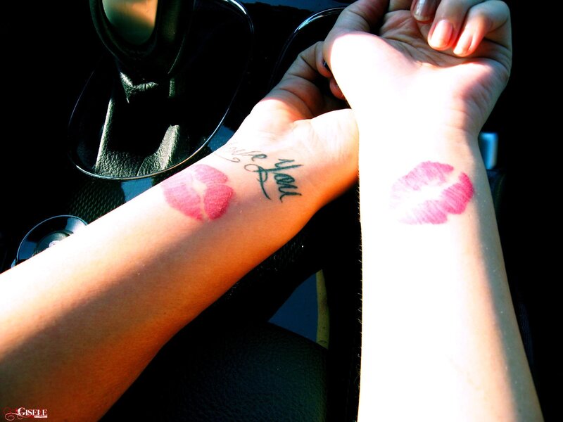 Two Hands with Kiss Marks — White
