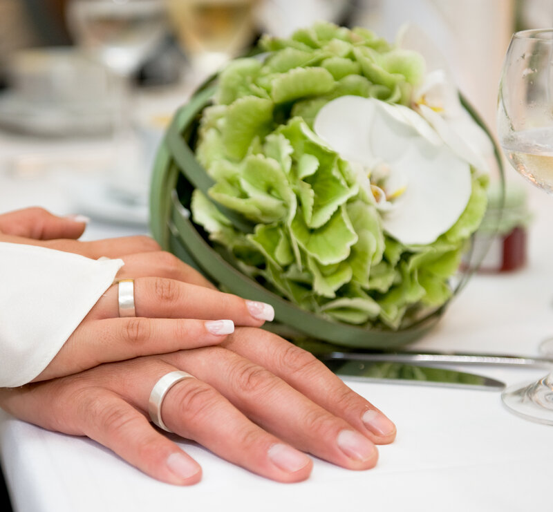 Two Hands with Wedding Rings
