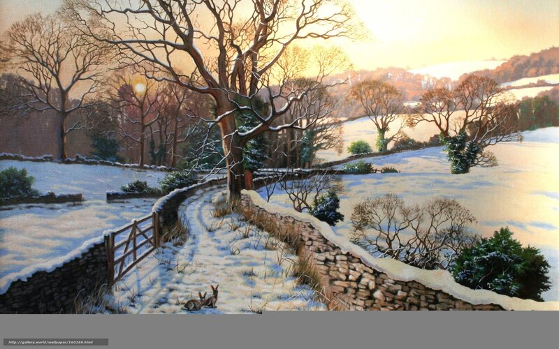 Two Hares in Snow