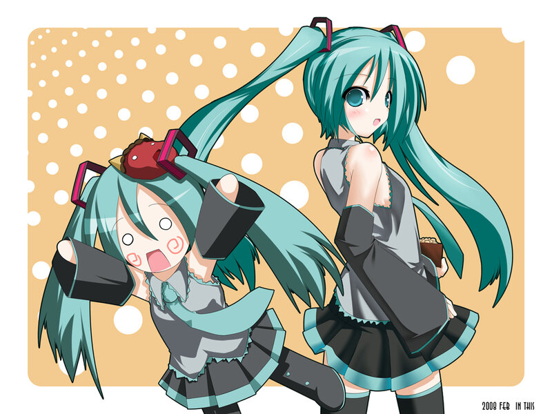 Two Hatsune Miku characters