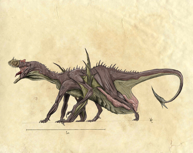 Two-headed dinosaur creature