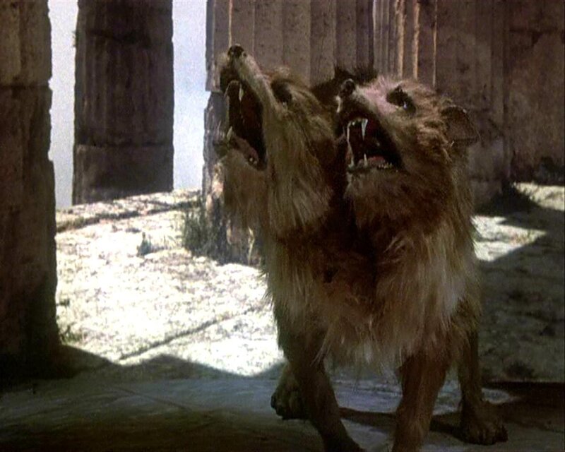 two-headed dog in ruins