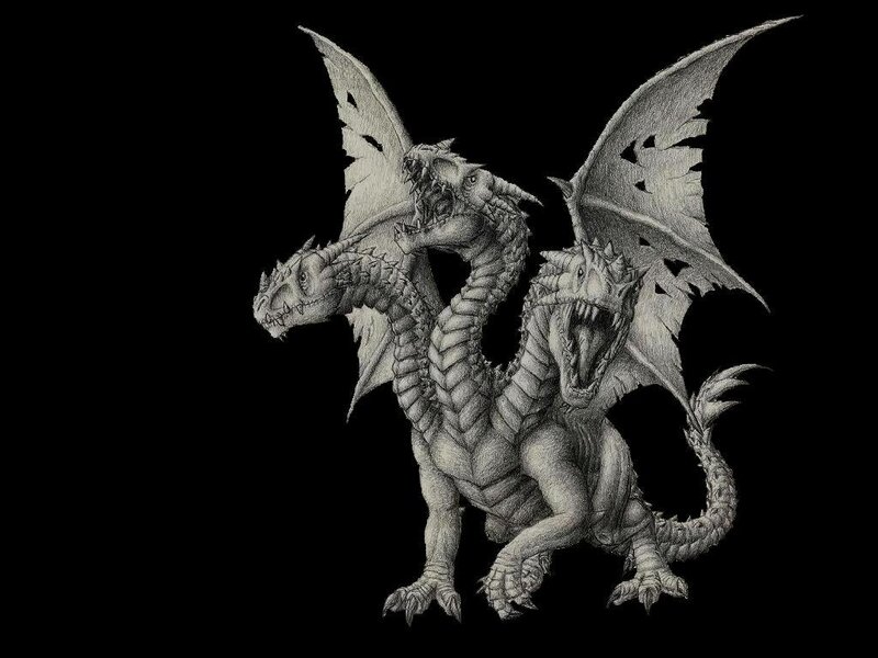 two-headed dragon drawing