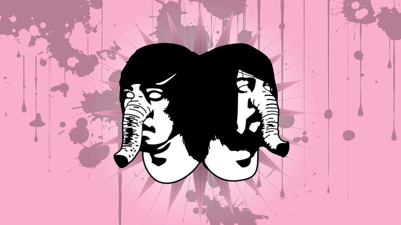 two heads with elephant trunks