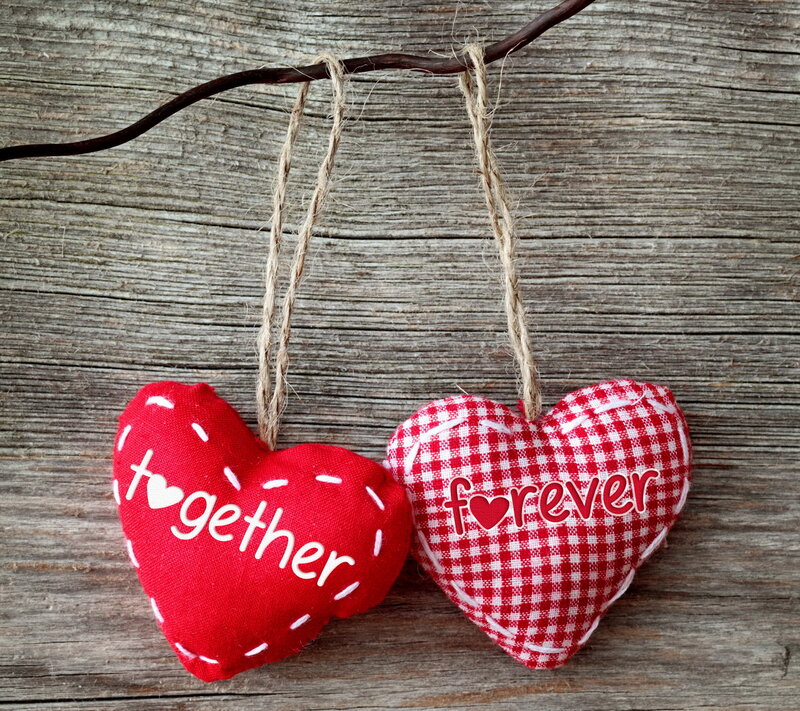 Two Heart Ornaments — Red