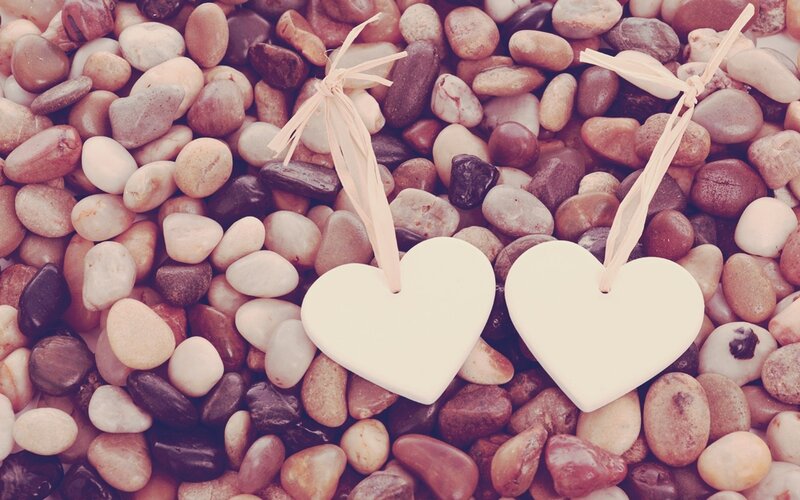 Two Heart Ornaments — White, Serene