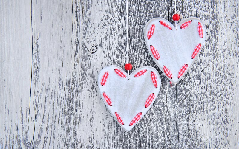 Two Heart Ornaments — White
