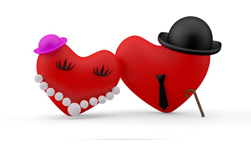 Two Heart-shaped Characters — Red