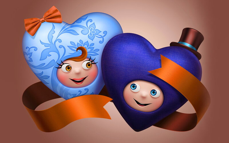 Two Heart-shaped Characters