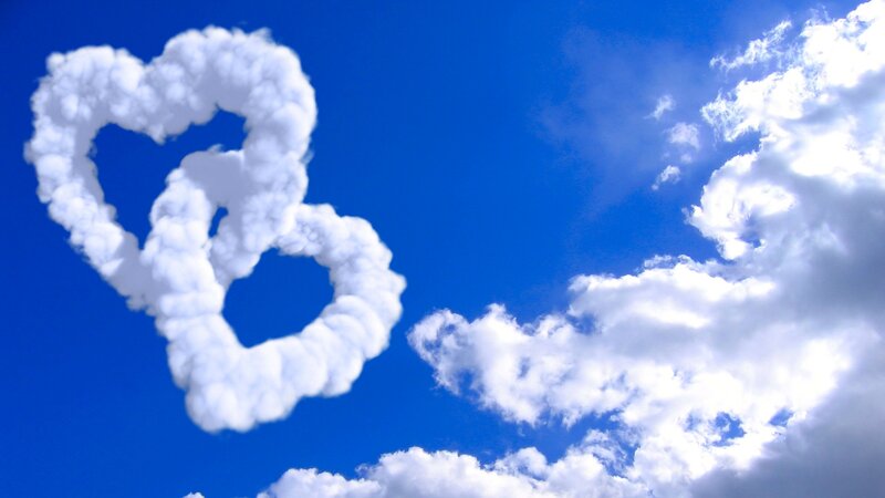 Two Heart-shaped Clouds — Blue