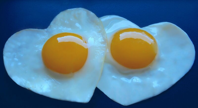 Two Heart-shaped Fried Eggs
