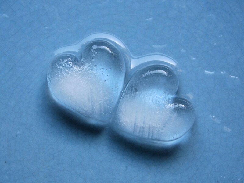 Two Heart-shaped Ice Cubes