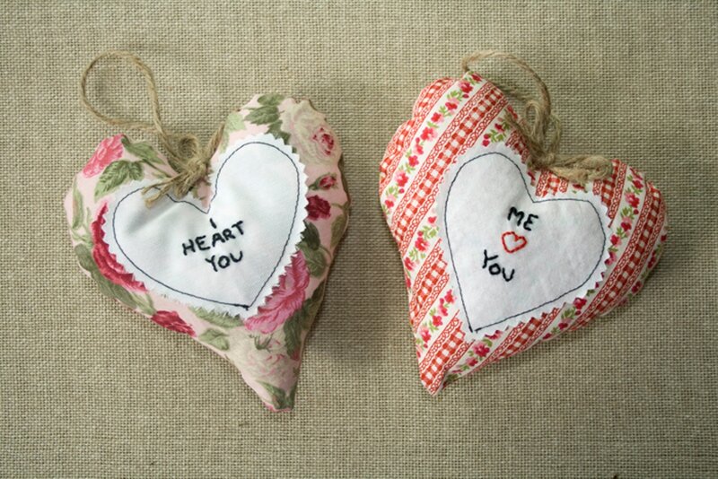 Two Heart-shaped Ornaments — Pink
