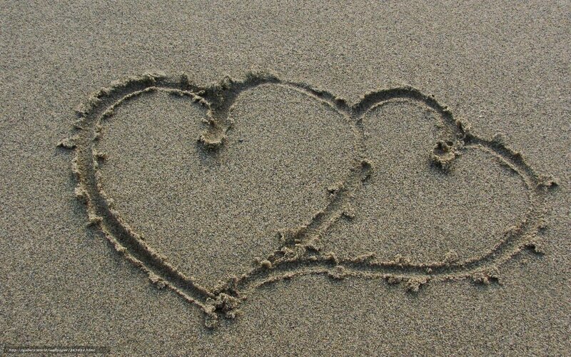 Two Hearts Drawn in Sand — Brown