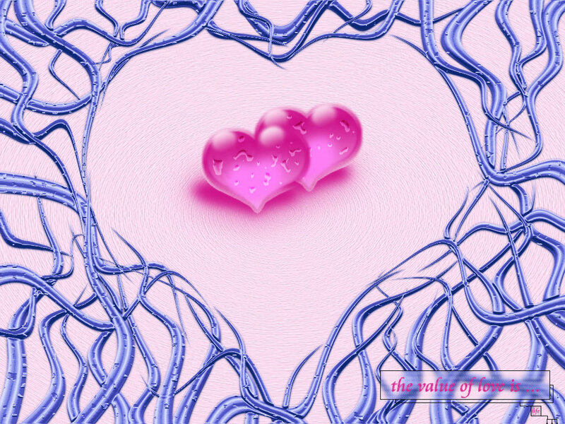 two hearts in a blue frame