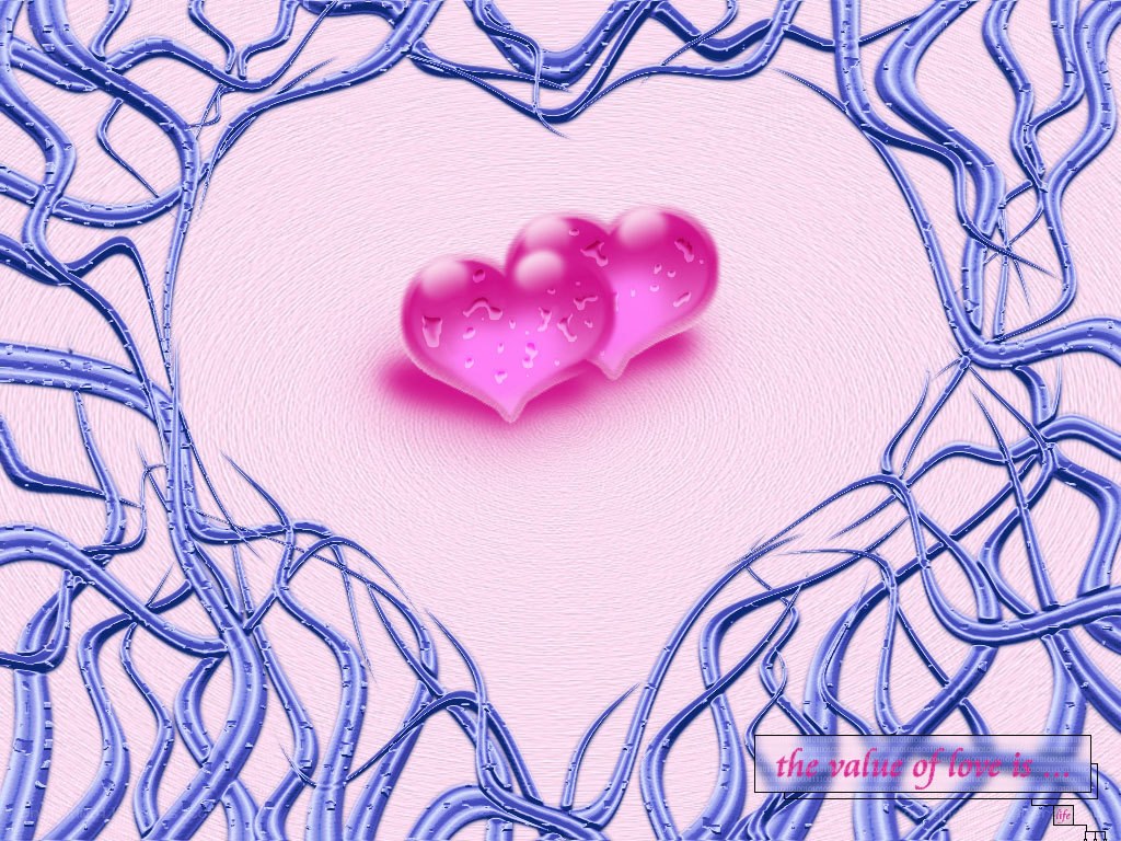 two hearts in a blue frame