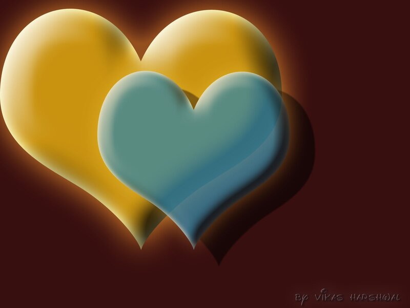 Two hearts in warm light