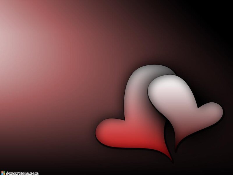 two hearts on dark background