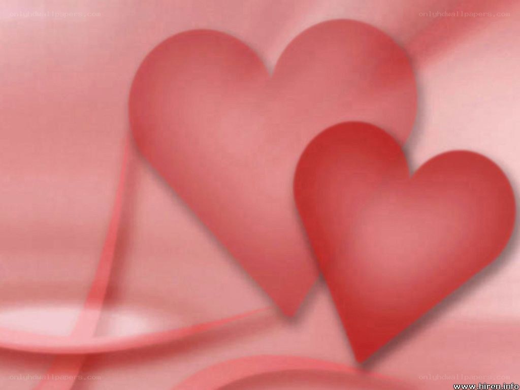 two hearts on pink background