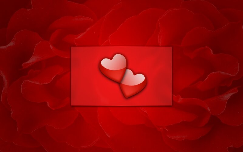 Two Hearts on Red