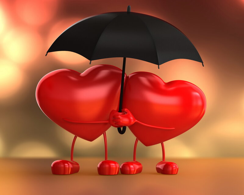 Two Hearts under Umbrella