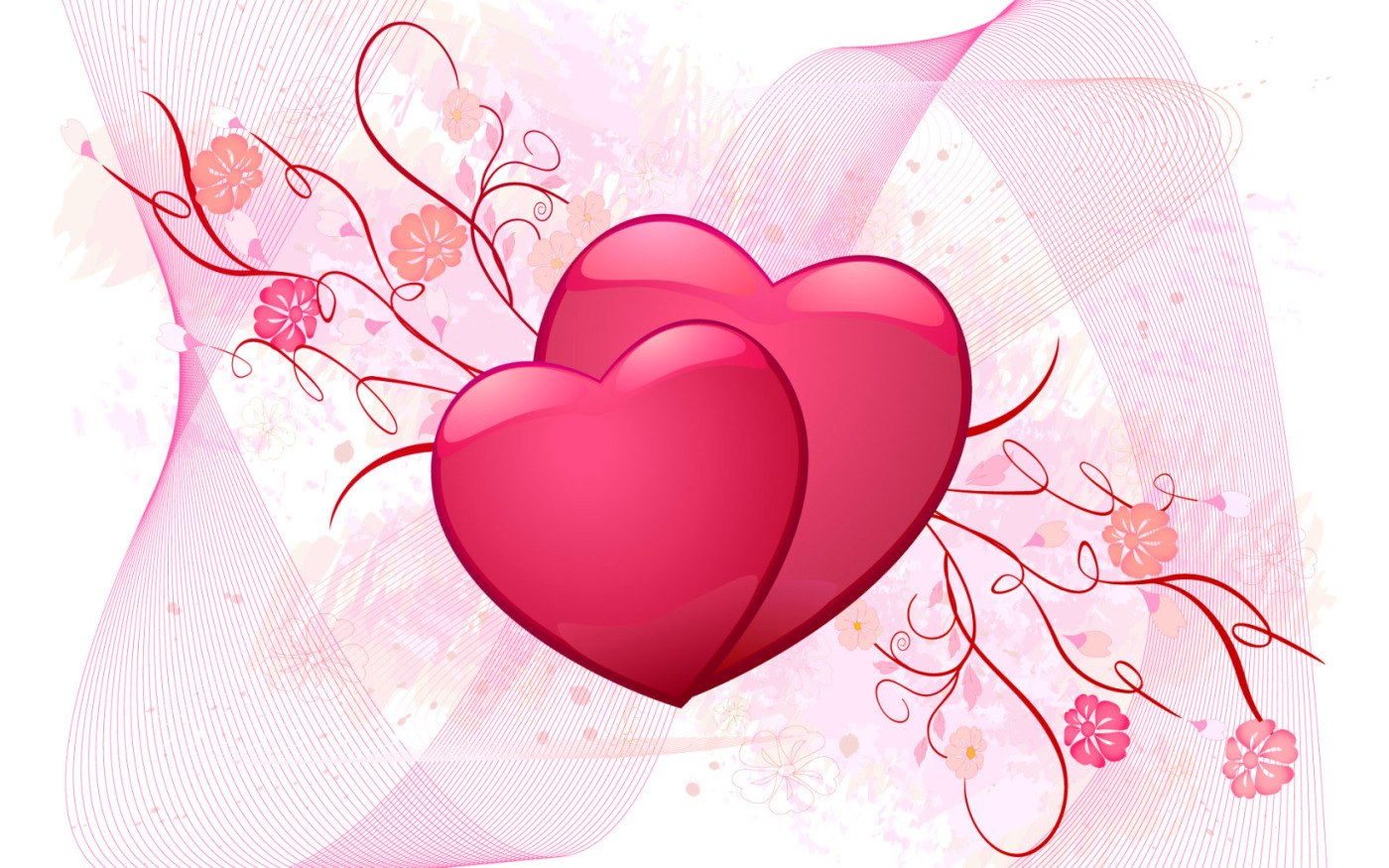 Two hearts with floral design