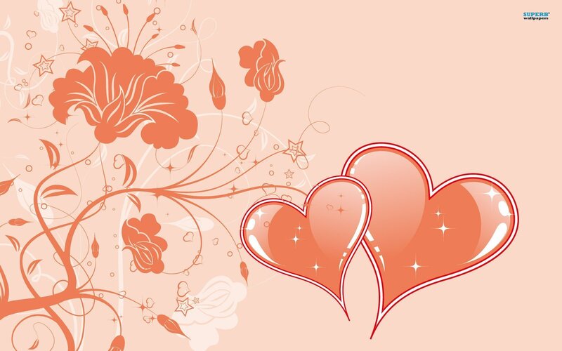 Two Hearts with Floral Design — Orange