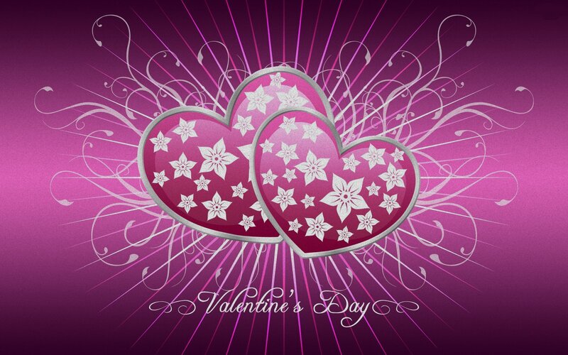 Two Hearts with Flowers — Purple