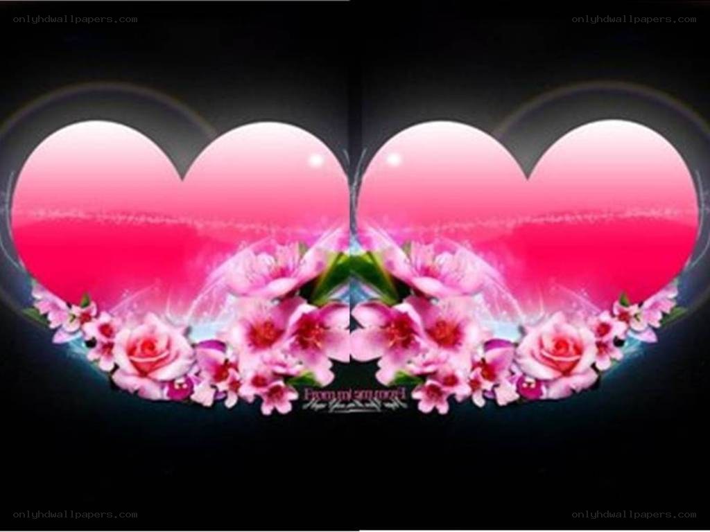 Two hearts with flowers