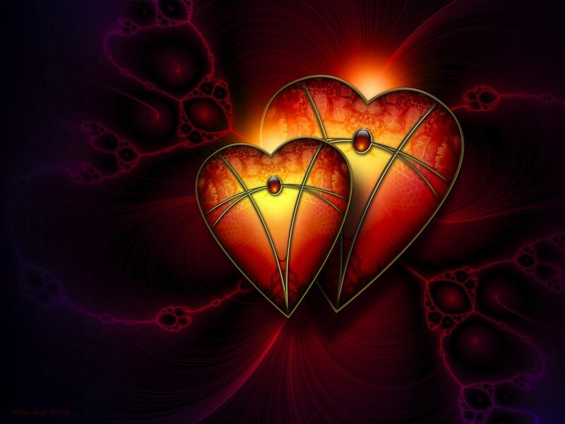 Two Hearts with Glowing Light