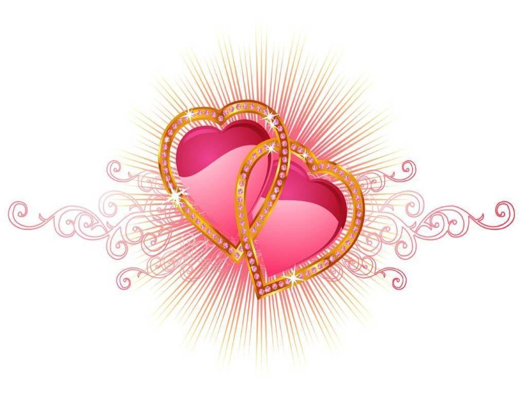 two hearts with golden frame