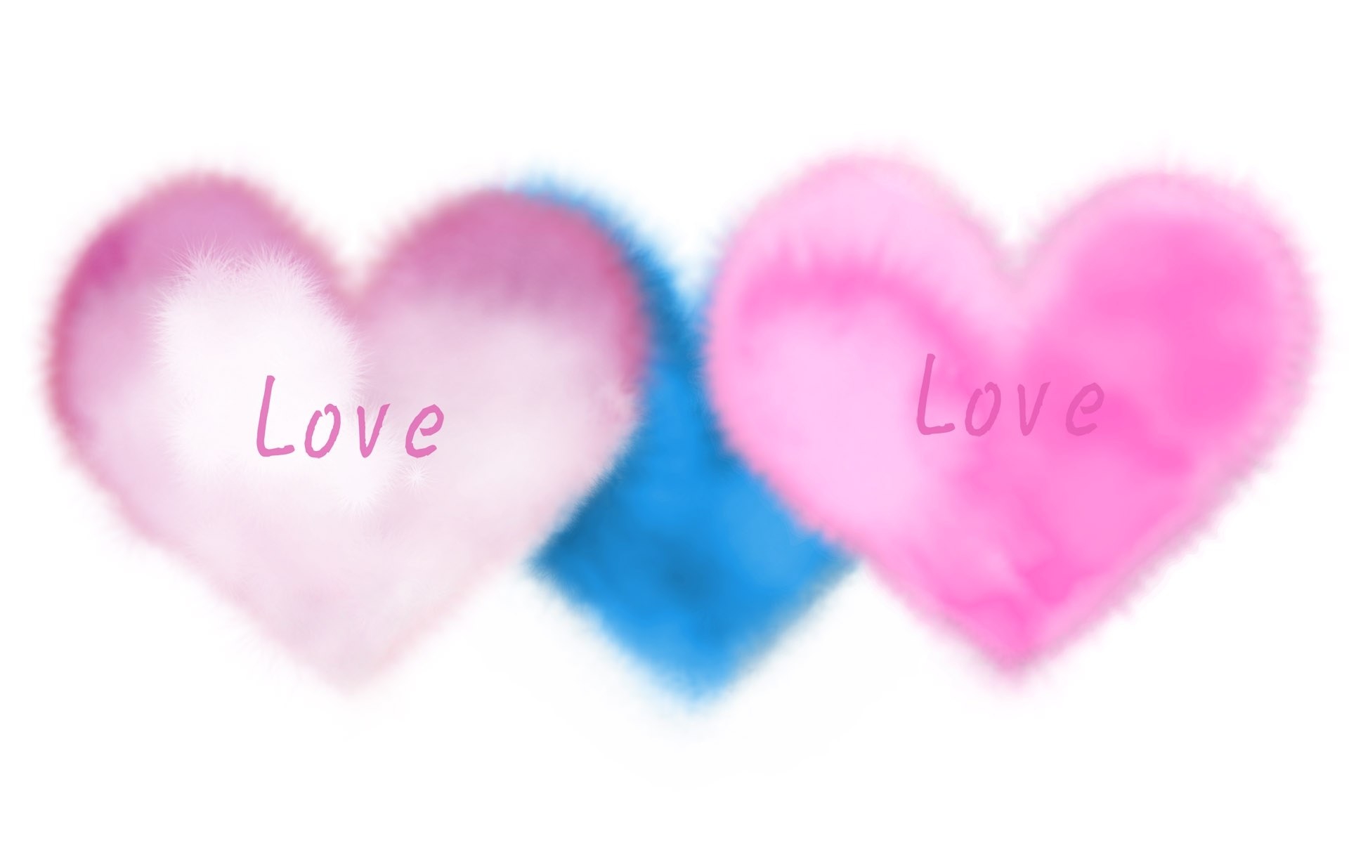 two hearts with love text