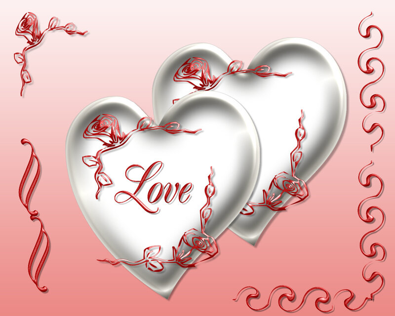 Two hearts with roses