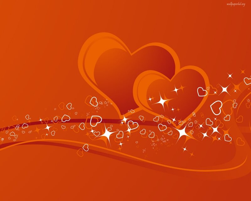 Two Hearts with Sparkles — Orange