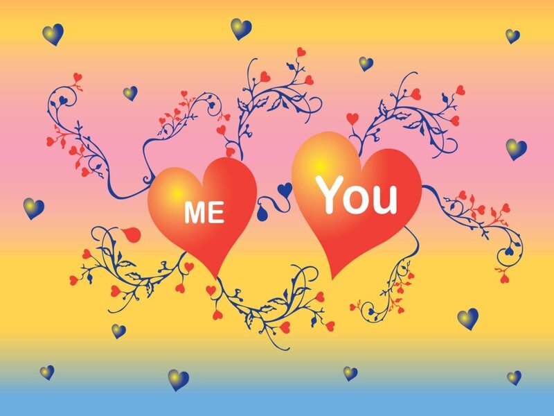 Two Hearts with Text