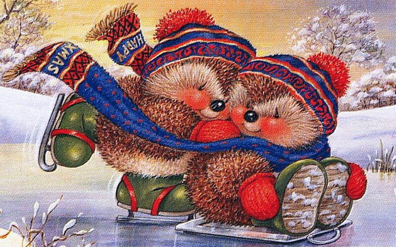 Two Hedgehogs on Ice — Blue