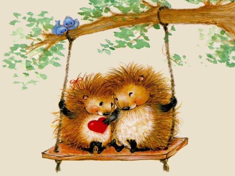 Two Hedgehogs on Swing