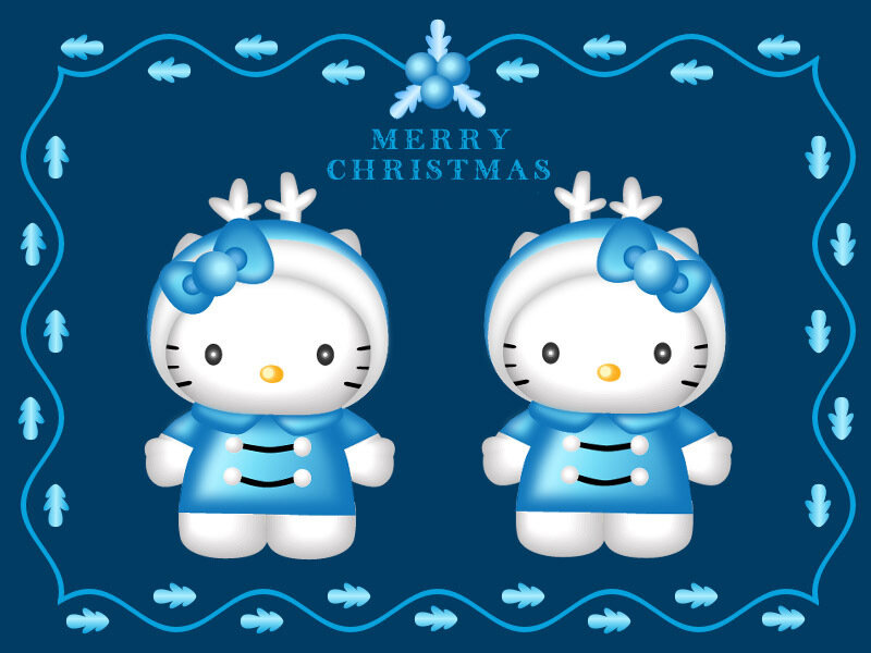Two Hello Kitty Characters — Blue