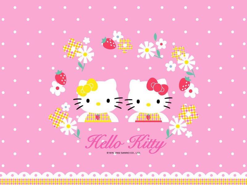 Two Hello Kitty Characters — Pink, Cheerful, Illustration