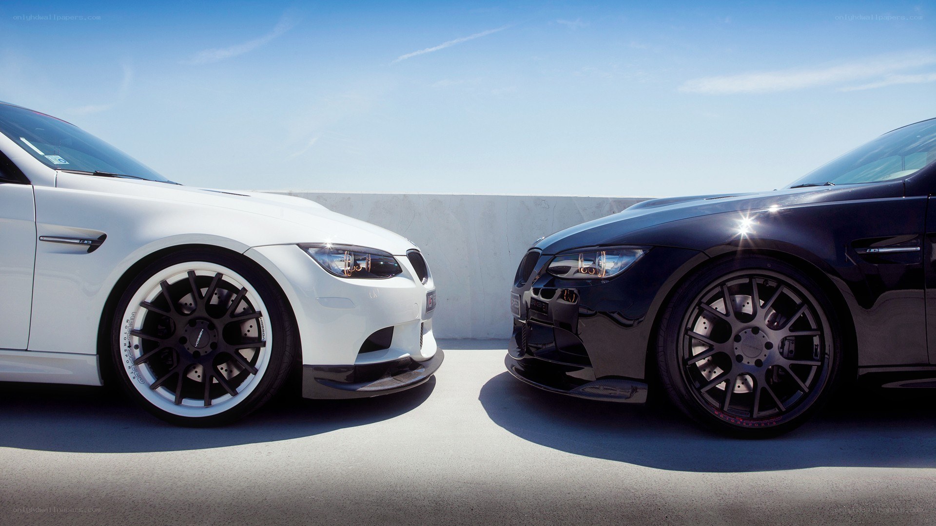 Two high-performance cars facing each other