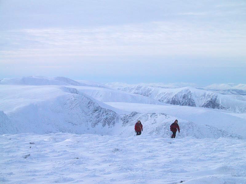 Two Hikers in Snow