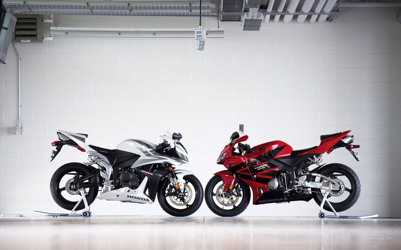 Two Honda sport motorcycles