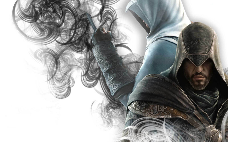 Two Hooded Figures — White, Dramatic
